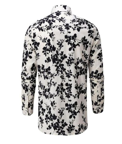 

men039s casual shirts spring and summer shirt longsleeved hawaiian floral soft print beach button work office4872822, White;black