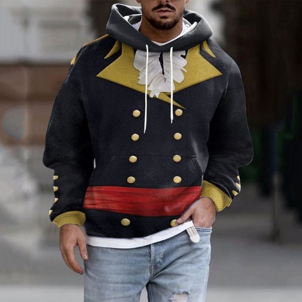 

men's hoodies sweatshirts men's designer loose fit shirts winter personalized gift cosplay retro gentleman medieval punk hoodie sw, Black