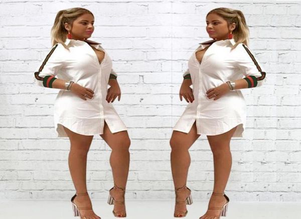 

summer women white shirt mini dress fashion vneck striped irregular shirt short dress women3924299, Black;gray