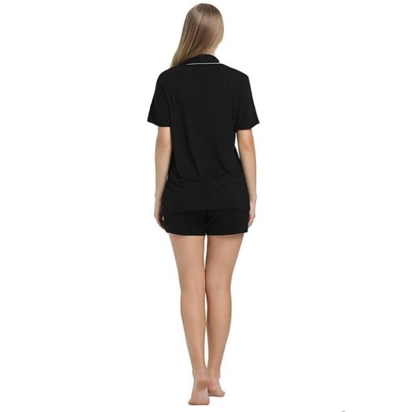 

joyaria summer pajama sets bamboo short sleeve pjs sleepwear shirt sleep bottoms for women nightwear ladies pyjamas y2004251422339, Black;red