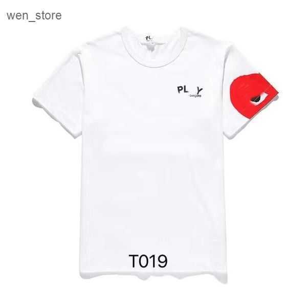 

619s on mens play t shirt designer red heart shirt commes casual women shirts des badge garcons high quanlity tshirts cotton embroidery 82xf, White;black