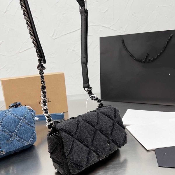 

women's style small fragrant danning wash denim bag lingge chain bag single shoulder crossbody bag underarm bag star 23bags