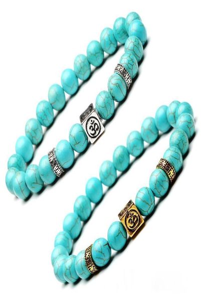 

turquoise gemstone beads 8mm yoga strands bracelet ancient silver gold box natural stone bracelets for women fashion jewelry will 8722337, Black