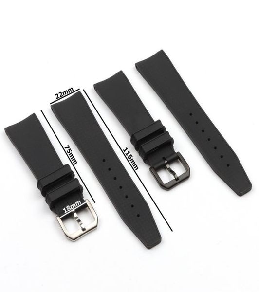

22mm natural black rubber silicone waterproof watchband for iwc iw323101 watch strap pin buckle5170429, Black;brown
