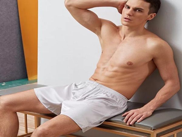 

men satin boxer shorts pajamas shorts sleepwear silk boxers sleepwear men039s underwear lounge beach luxury loungewear7289909, Black;brown