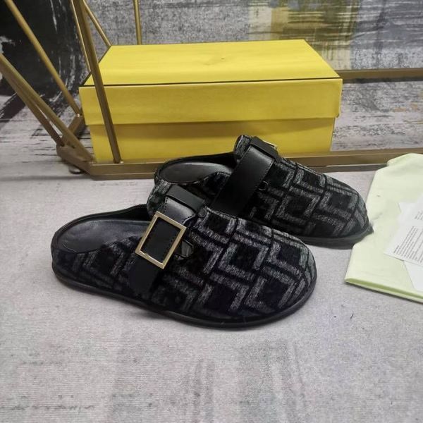 

fashion straw skateboard shoes slippers for men and women original box selling designer beach flip-flops eru35-45, Black