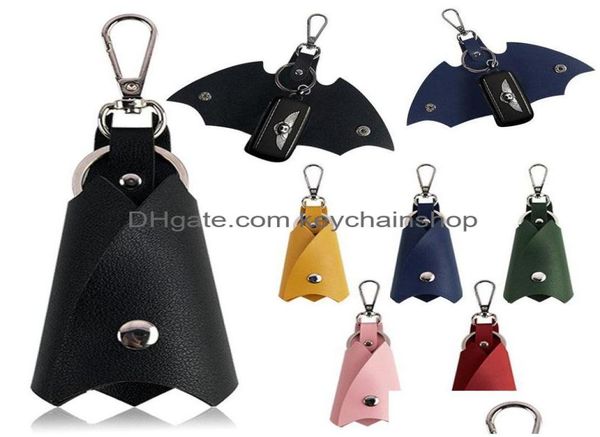 

key rings pu leather bat keychains holder mens animal pendant chains fobs fashion design women bag charms sier metal car keyrings 8744317, Slivery;golden