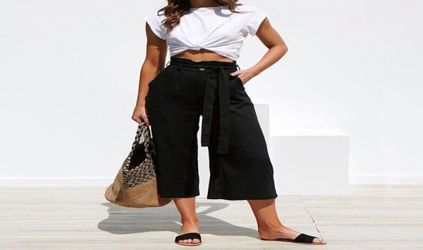 

women039s trousers street solid color straps wide leg spring and summer casual exclusive trousers khaki sxl7665194, Black;white