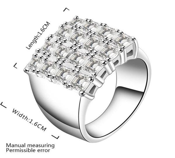 

new arrival square plated sterling silver finger ring fit womenwedding white gemstone 925 silver plate rings solitaire ring er4791172158, Slivery;golden
