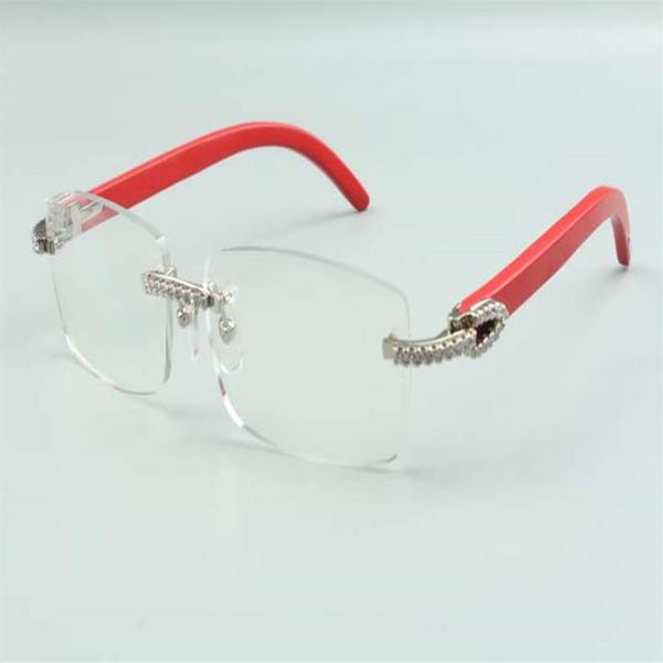 

2021 natural red wooden temples glasses 3524012 luxury designers medium diamonds glasses frame size 36 -18-135mm218d, White;black