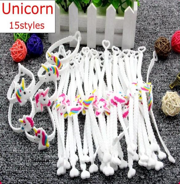 

unicorn style bracelets kids wristband unicorn party favors supplies girls pvc emoticon rubber prizes gift toys3372836, Red;brown