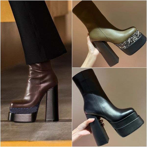 

aevitas platform boots designer women pumps from the hentian super high small leather shoes fashion luxury leather high-quality platform fas, Black