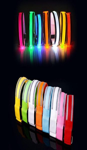 

led reflective light arm armband strap safety belt for night running cycling311k1508671, Black;blue