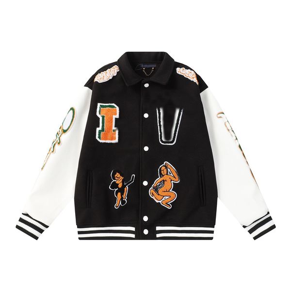 

men's jacket baseball jacket men's and women's retro embroidered letter splicing hip hop pilot jacket fashion jacket casual j, Black;brown