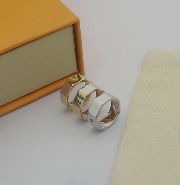 

europe america style ring men lady women titanium steel engraved initials enamel flower dice pattern lovers rings size us6us96845848, Silver