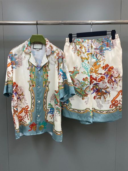 

23ss early spring europe italy paris cool silk men's desginer shirts colorful long sleeve soft letter printting round neck women men sh, White;black