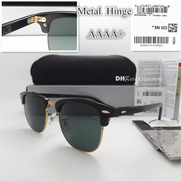 

glass lens fashion men women plank frame sunglasses uv400 51mm half frame designer vintage protecton mercury mirror ca268a, White;black