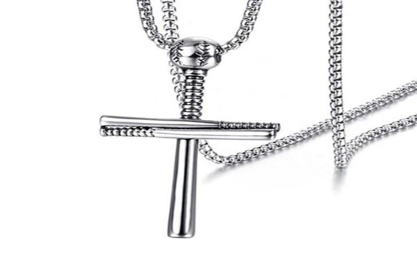 

12pcs european and american outdoor baseball cross pendant necklace fashion personality man039s accessories 3color9652405, Silver