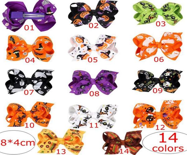 

baby girl hair accessories halloween costumes for kids hair bows clips printed jojo bows girls pumpkin cheer bows gifts whole 2017746, Slivery;white