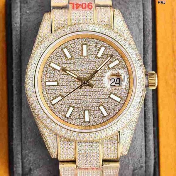 

rolaxs watch diamond full mens automatic mechanical es 40mm lady wristwatch made of 904l stainless steel montre de luxe frj 9zws, Slivery;golden