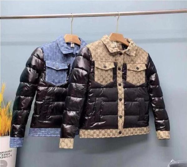 

new men039s down jacket winter loose coat thicken warm cottonpadded jacket ins printed hooded bread jackets outwear large size6835417, Black