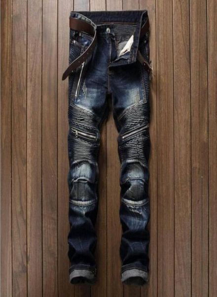 

men039s distressed ripped skinny jeans fashion mens jeans slim motorcycle moto biker causal mens denim pants hip hop men jeans5348140, Blue