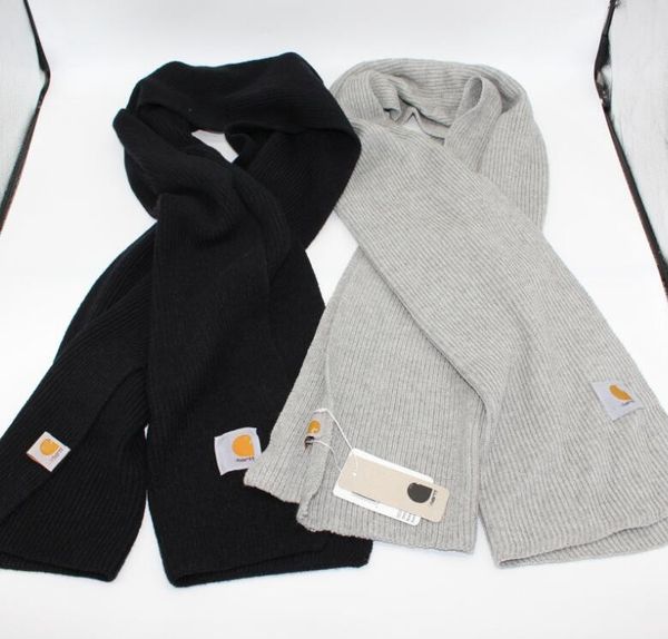 

2023 solid striped scarf for men women scarf black light grey warm knit wool scarves 175cm carhart10, Blue;black