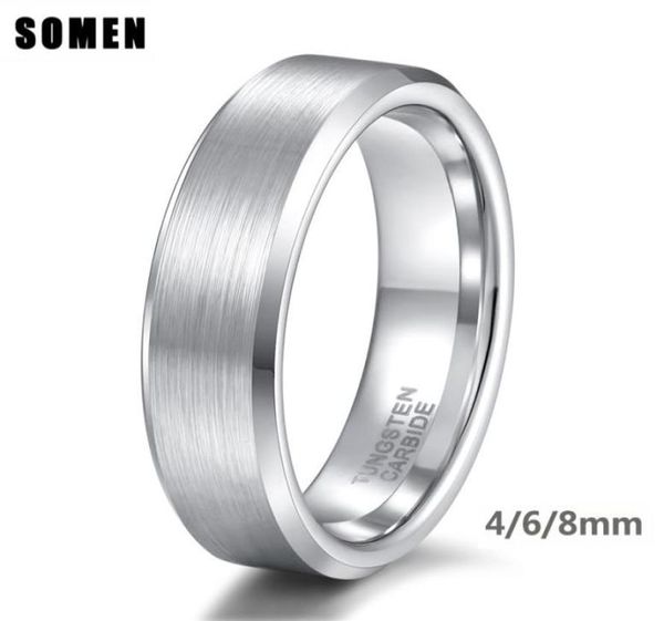 

somen ring men silver color 6mm tungsten ring brushed classic wedding bands male engagement rings men party jewelry bague homme cx8150189, Slivery;golden