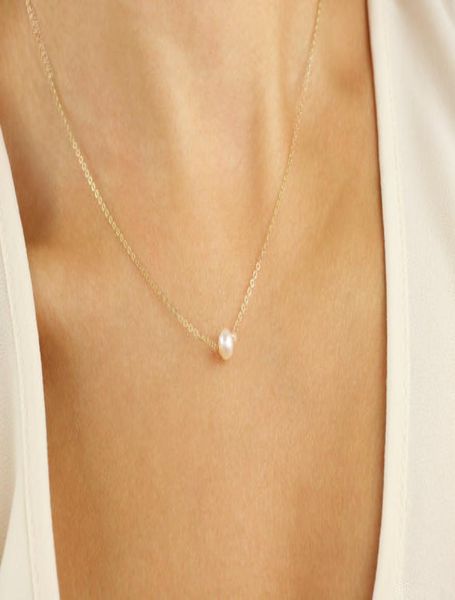 

10pcs n133 simple white or ivory pearls necklace cute circle round pearl necklaces with gold silver chain for women wedding party7795438
