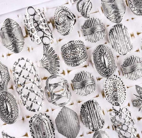 

rings for women whole ring 20pcs fashion jewelry mix retro tibetan silver flower charm biker wedding gothic punk assorted lots2458102