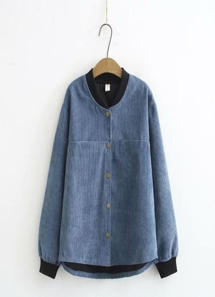 

plus size stand collar corduroy women loose jackets 2020 new spring autumn casual ladies soft coats female 3412433, Black;brown