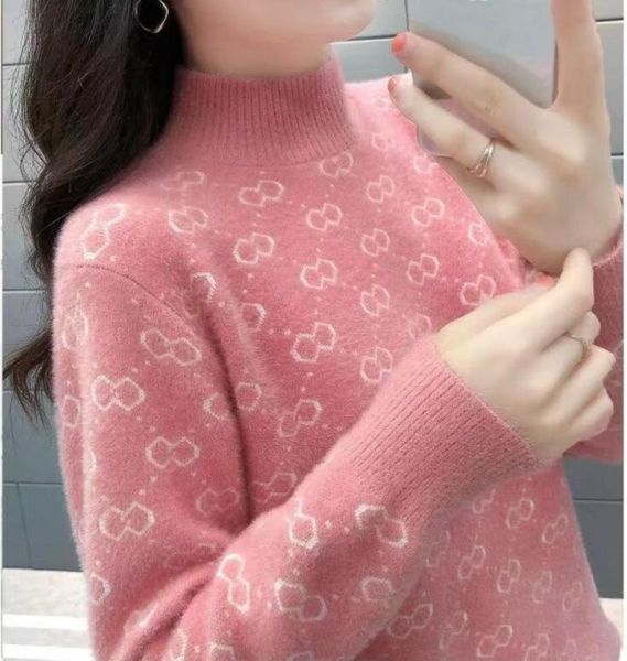 

women039s sweaters black green pink half high mink cashmere puff dress sweater for loose pullover knitwear 138249, White;black