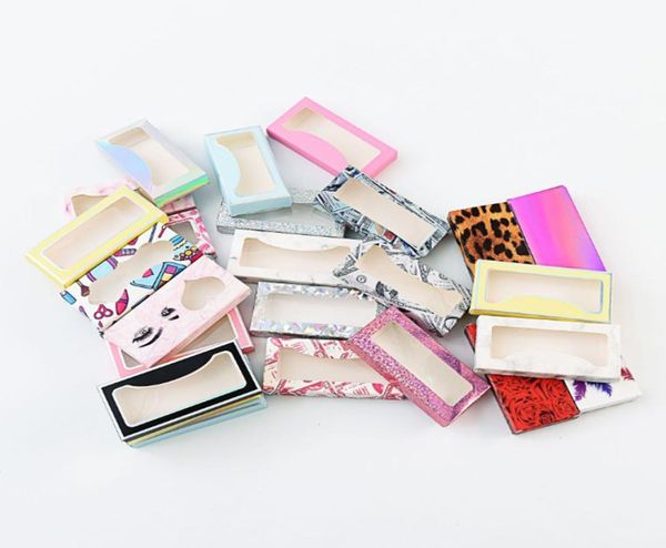 

100pcslot square paper false eyelash packaging box colorful open window lash boxes packaging eyelashes case in stock3335977