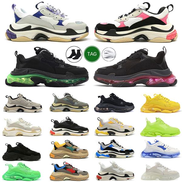 

2023 triple s sneaker luxury designer running shoes men women black white red fluorescent green green yellow bred mens platform trainer
