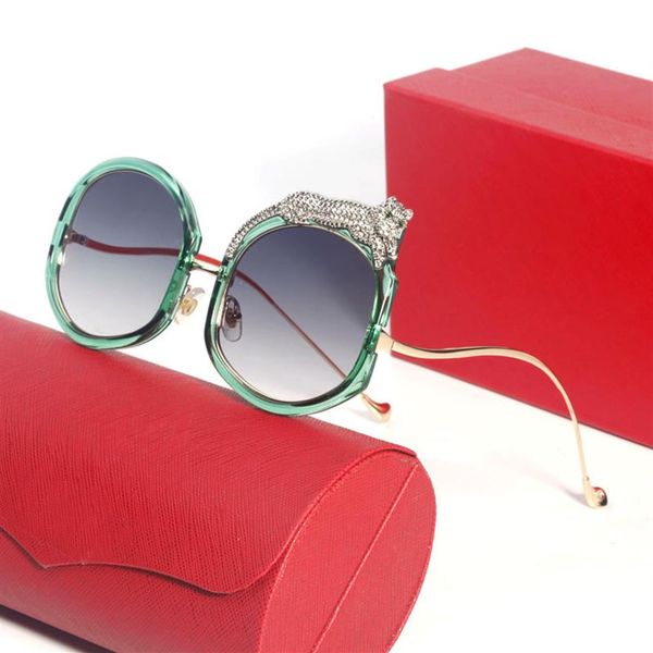 

new golden leopard sunglasses for women designer round pink clear sunglass frames oversize eyewear party fashion show uv400 3010 s223p, White;black