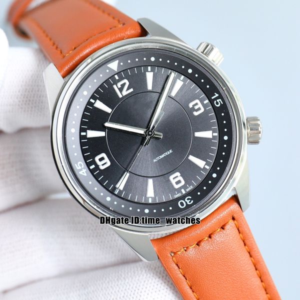 

new v3 version 41mm polaris 9008471 miyota 9015 automatic mens watch steel case black dial brown leather strap gents fashion sport wristwatc, Slivery;brown