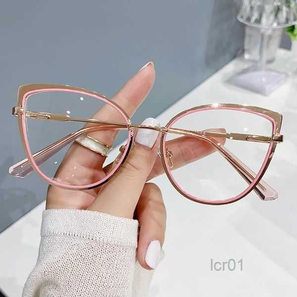 

sunglasses retro cat eye anti-blue light glasses women men computer optical metal frame plain1o45, White;black