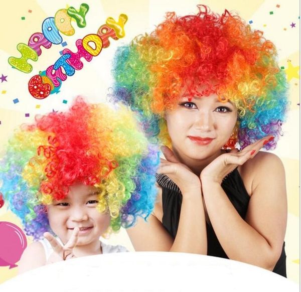 

festival clown wig costume new circus curly party favors afro wigs halloween costume wig hair soccer fans wig7425980, Slivery;white