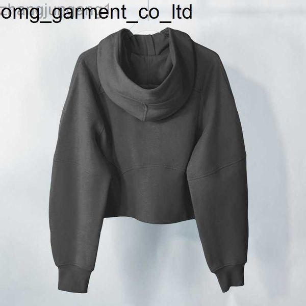 

new 2023 fashion brand womens zip short plush autumn winter yoga hoodie scuba lululemens womens plus thickening jackets yoga hoodie, Black