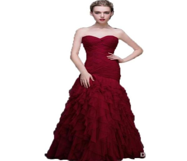 

custom made evening dresses sweetheart backless laceup ruffle pleats mermaid draped skirt burgundy new evening gowns for women5448166, Black;red