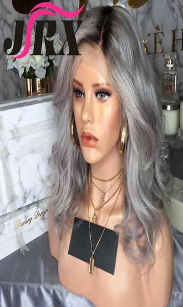 

ombre grey lace front human hair wig pre plucked transparent synthetic wigs for women cosplay party8388952, Black