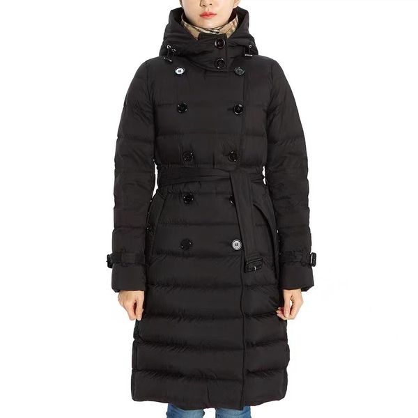 

women's hooded long down coat designer cotton jackets winter warm outdoor parkas fashion windbreaker womens down coat windproof, Black