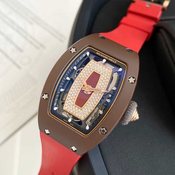 

richardmille mens wristwatch rm pilot sport wrist watches womenss series rm0701 rose gold coffee ceramic red lip fashion leisure busi yi-xhc