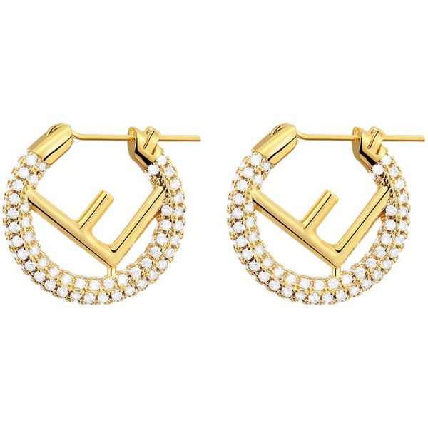 

new luxury brass letter f hoop earring huggie earring jewelry for women gift, Golden;silver