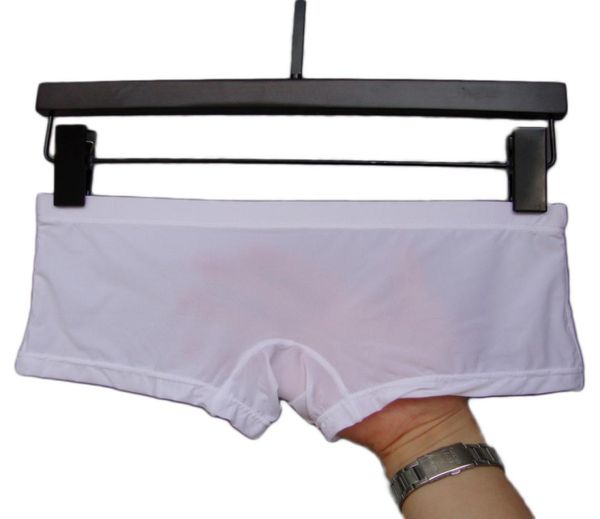

seamless boxer men underwear panties transparent trunks bulge pouch low waist men039s shorts cuecas underpants summer boxe8556225, Black;white