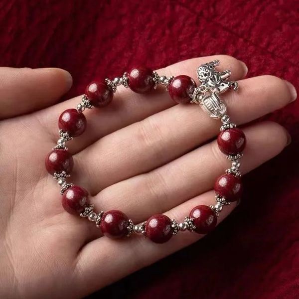 

black chrysoprase agate bracelet ruby silver women retro fashion temperamentzz