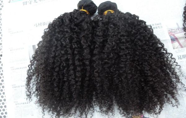 

brazilian curly hair weft hair extensions unprocessed curly natural black color human extensions can be dyed4970929, Black;brown