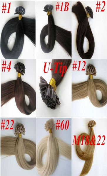 

100g 100strands pre bonded nail u tip human hair extensions 18 20 22 24inch straight brazilian indian hair extension5696455, Black