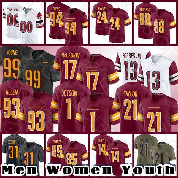 

99 chase young football terry mclaurin jahan dotson jersey antonio gibson commanders jonathan allen tress way washingtons daron payne kamren, Black;red