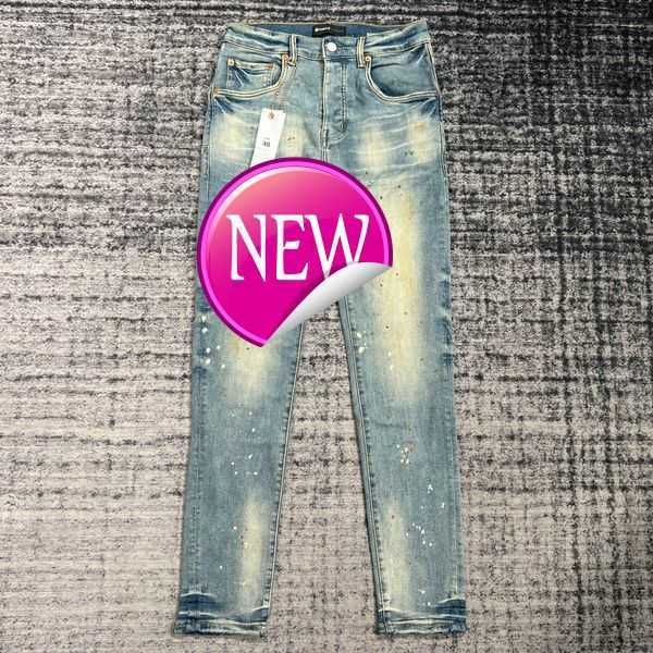 

purple jeans designer men for pants brand summer hole 2023 new style embroidery self cultivation and small feet fashion designer jeans 3 589, Blue